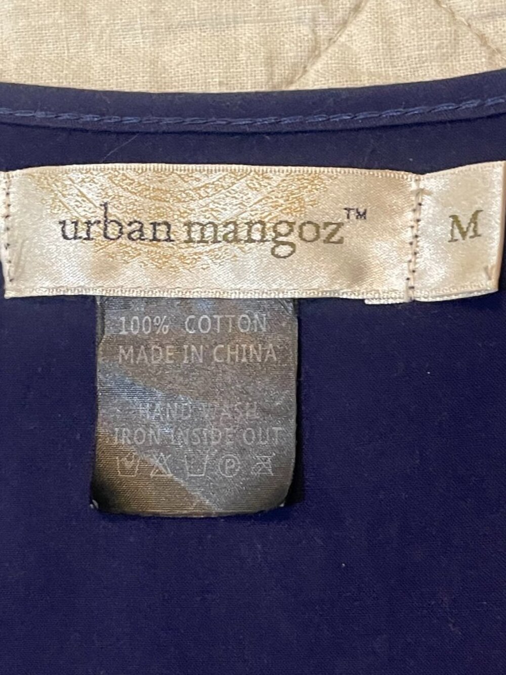Boho Med. Urban Mangoz Navy/Red/Ivory Womens Embroidered V-Neck Empire Waist Top - Picture 13 of 13